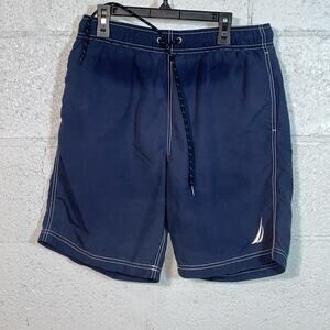 Nautica Solid 8 Inch Swim Trunk blue medium